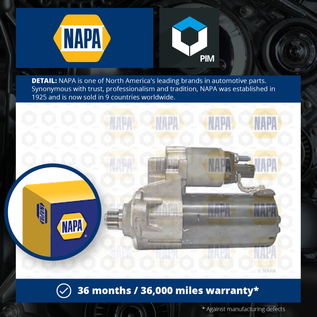 Starter Motor fits VOLKSWAGEN BEETLE 1.9D 01 to 10 NAPA 02E911023H